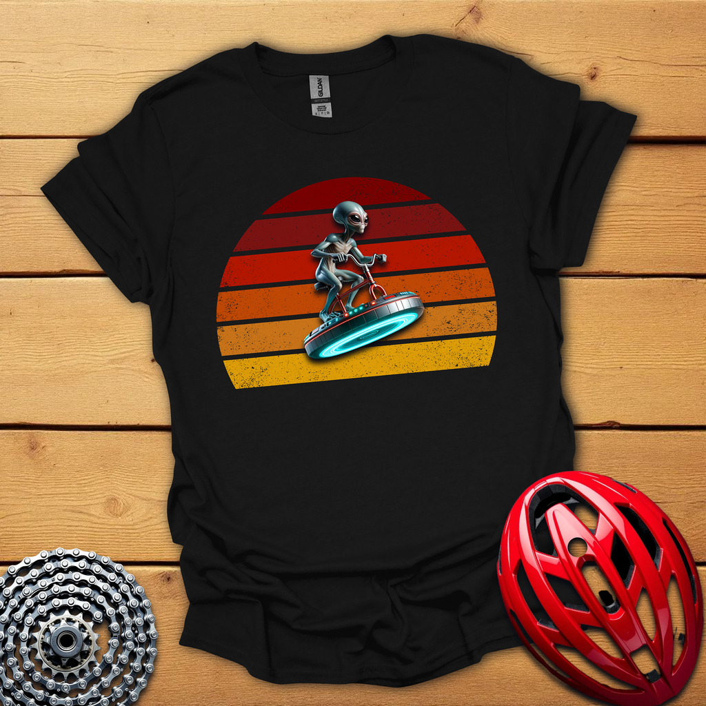 Alien riding an alien bicycle T-Shirt