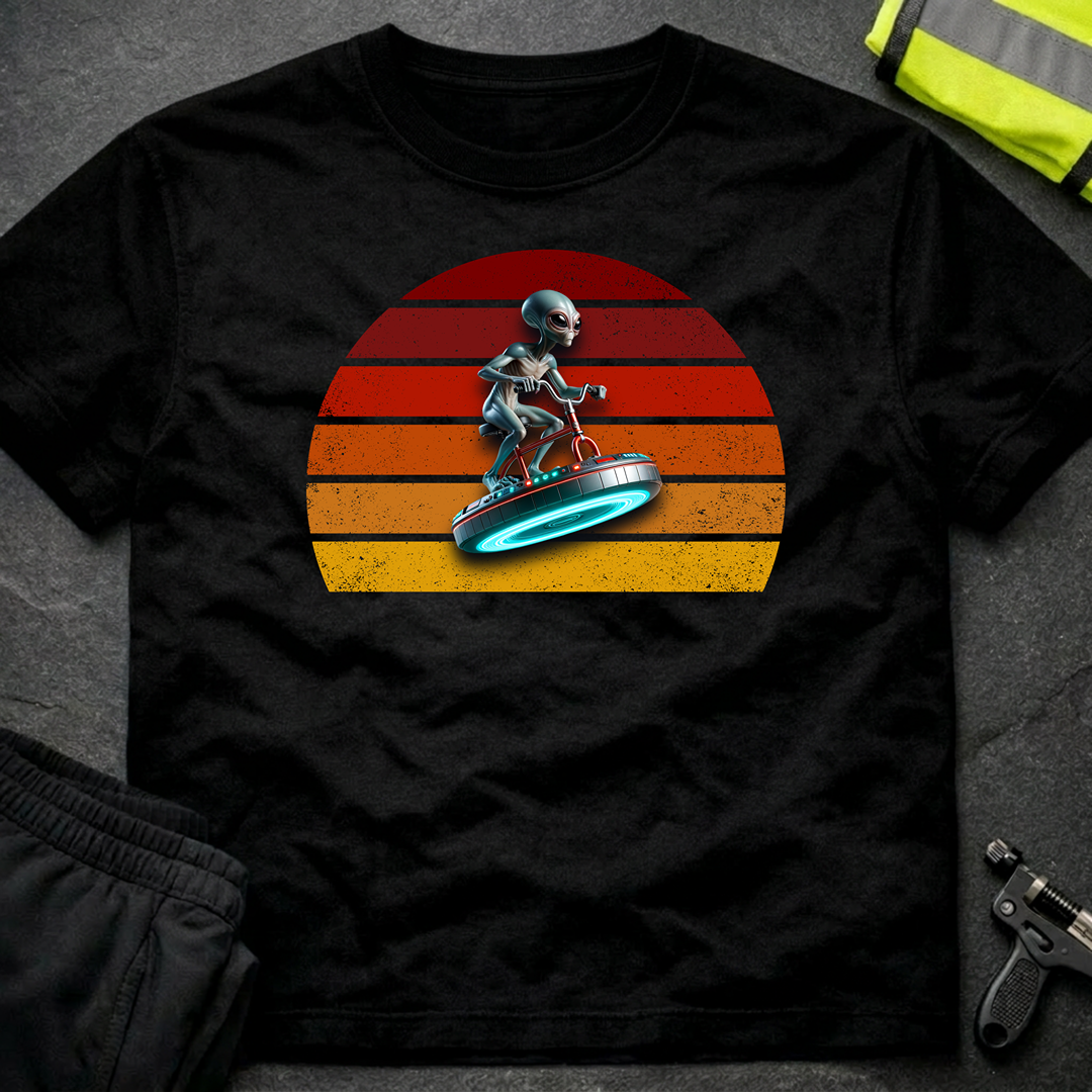 Alien riding an alien bicycle T-Shirt