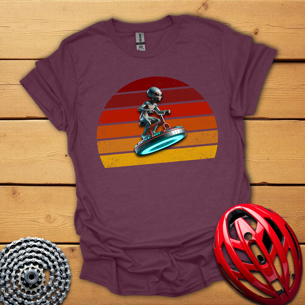 Alien riding an alien bicycle T-Shirt