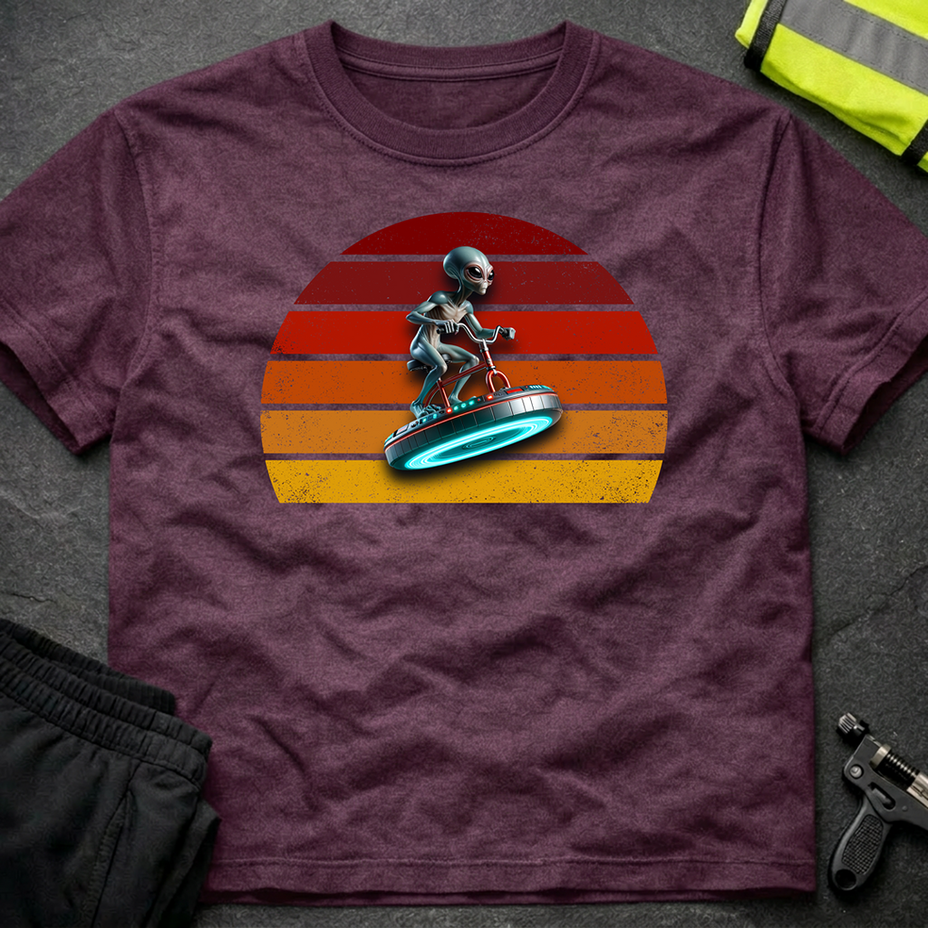 Alien riding an alien bicycle T-Shirt