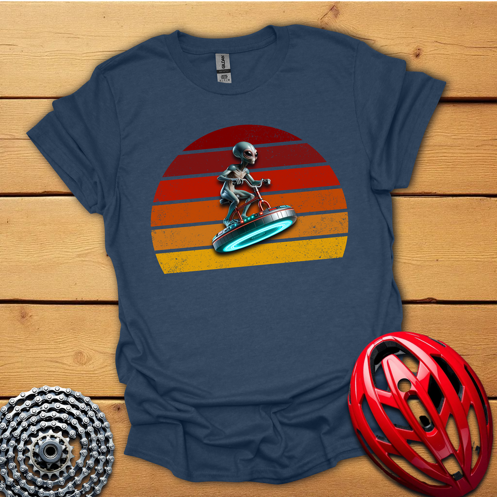 Alien riding an alien bicycle T-Shirt