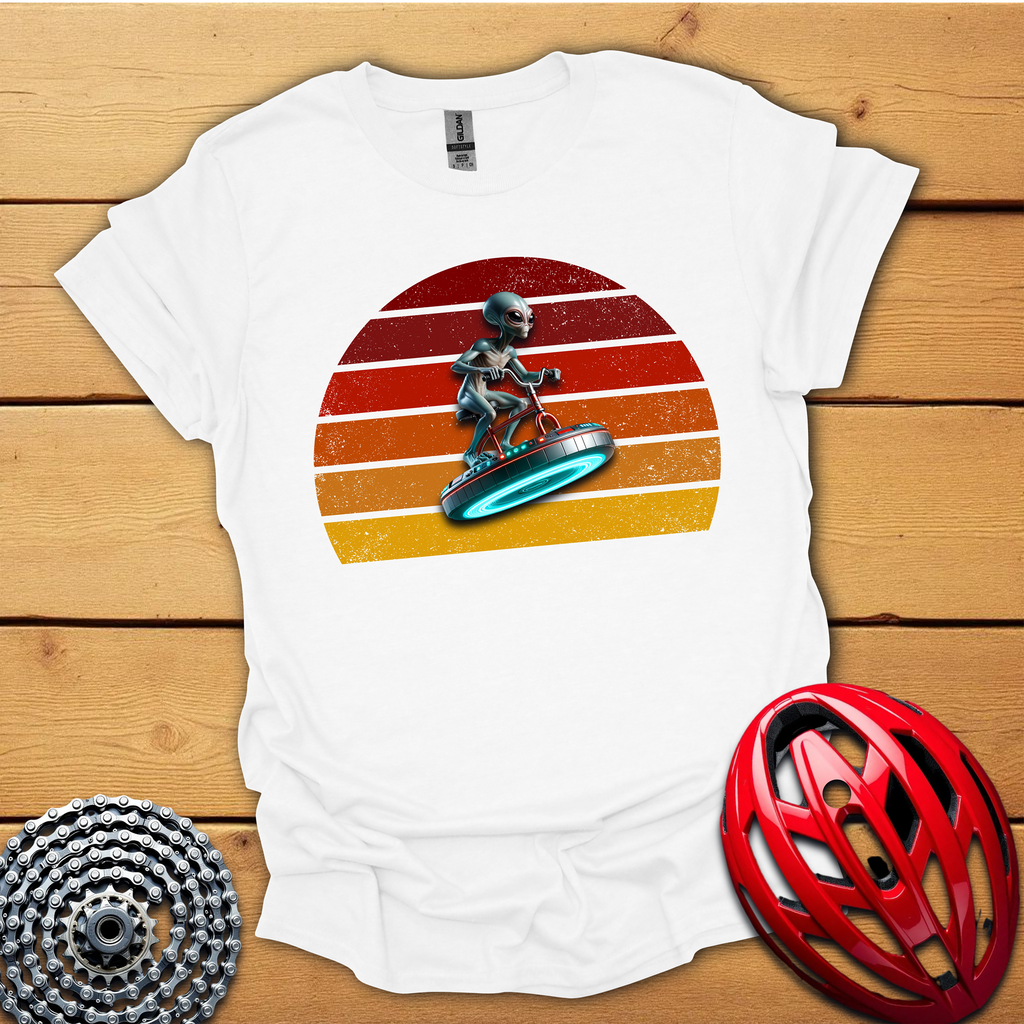 Alien riding an alien bicycle T-Shirt
