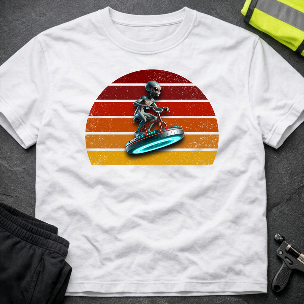 Alien riding an alien bicycle T-Shirt