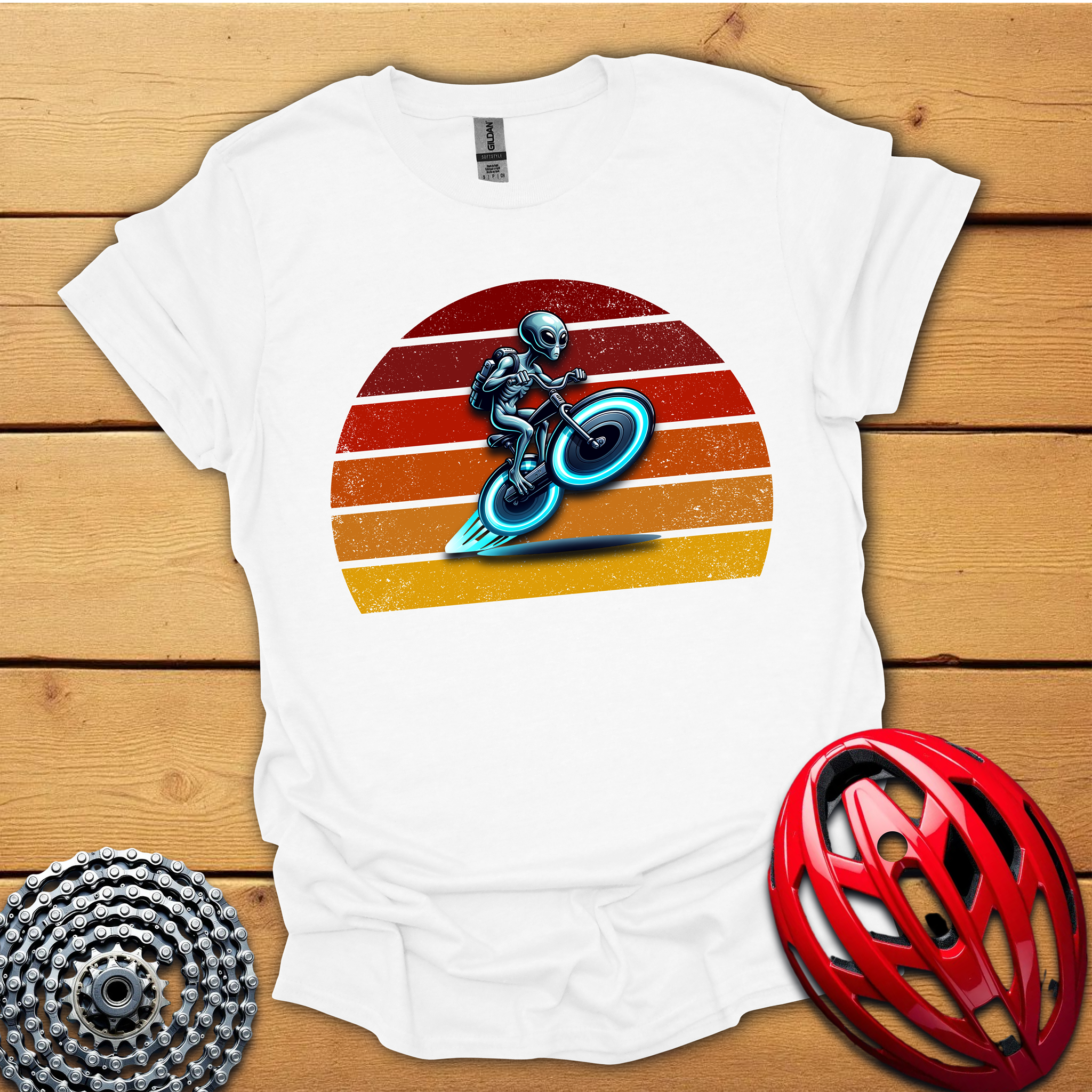 Alien riding hoover bike T-Shirt