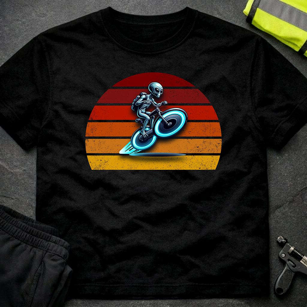 Alien riding hoover bike T-Shirt