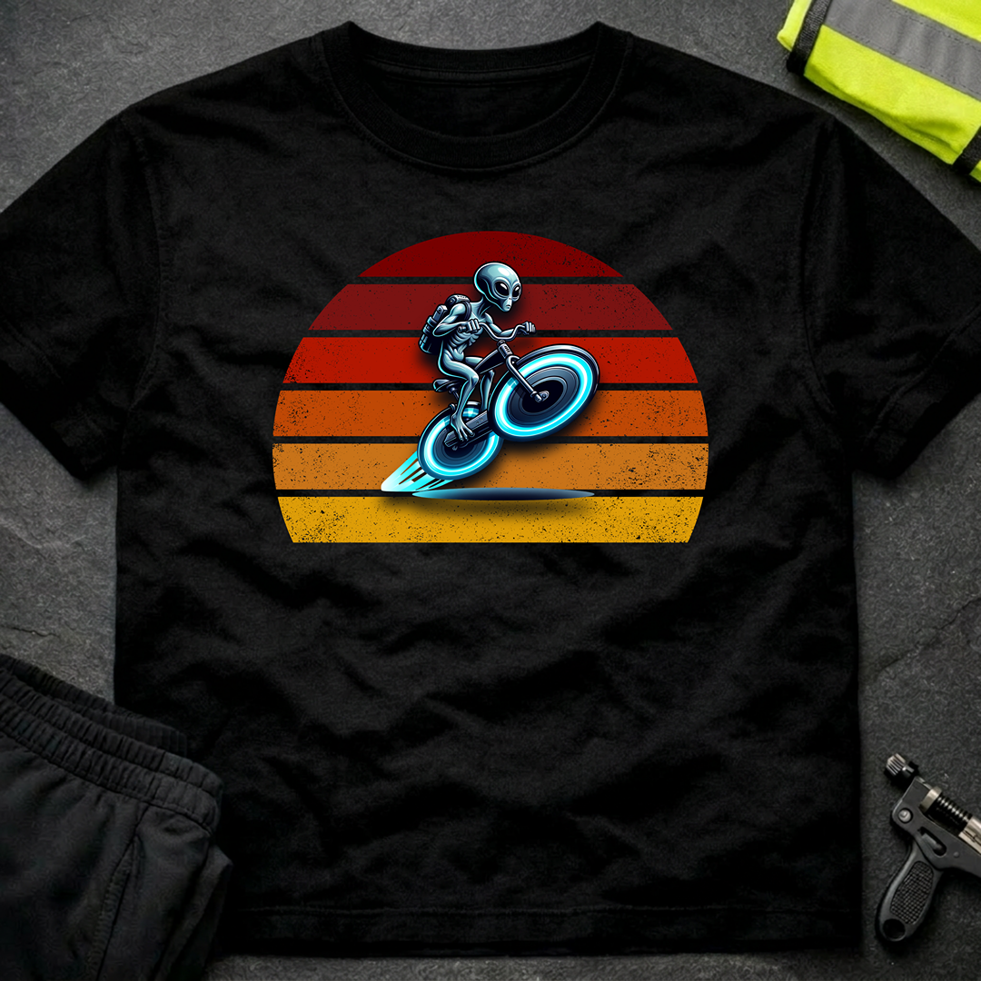 Alien riding hoover bike T-Shirt