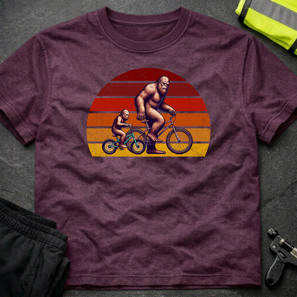 Bigfoot and son cycling Father's Day T-Shirt
