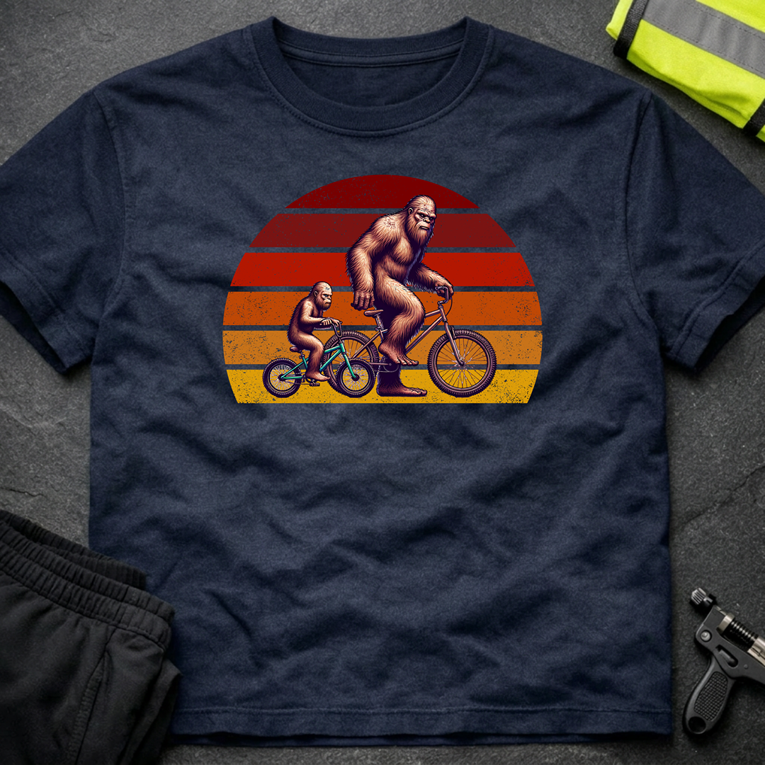 Bigfoot and son cycling Father's Day T-Shirt