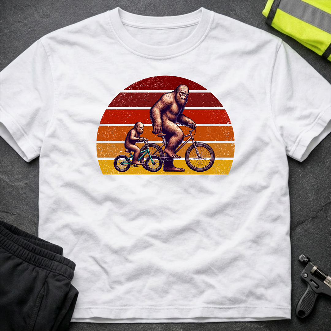 Bigfoot and son cycling Father's Day T-Shirt