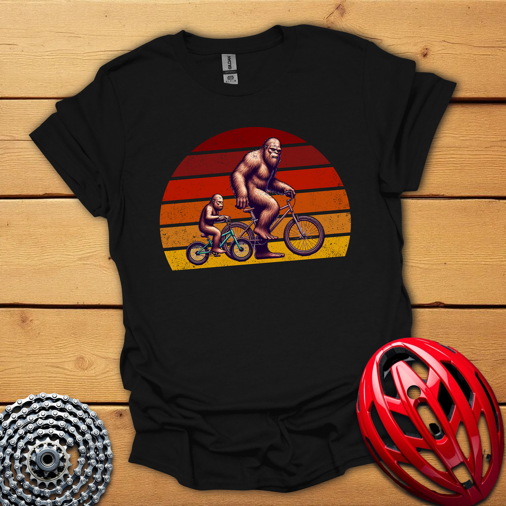 Bigfoot and son cycling Father's Day T-Shirt