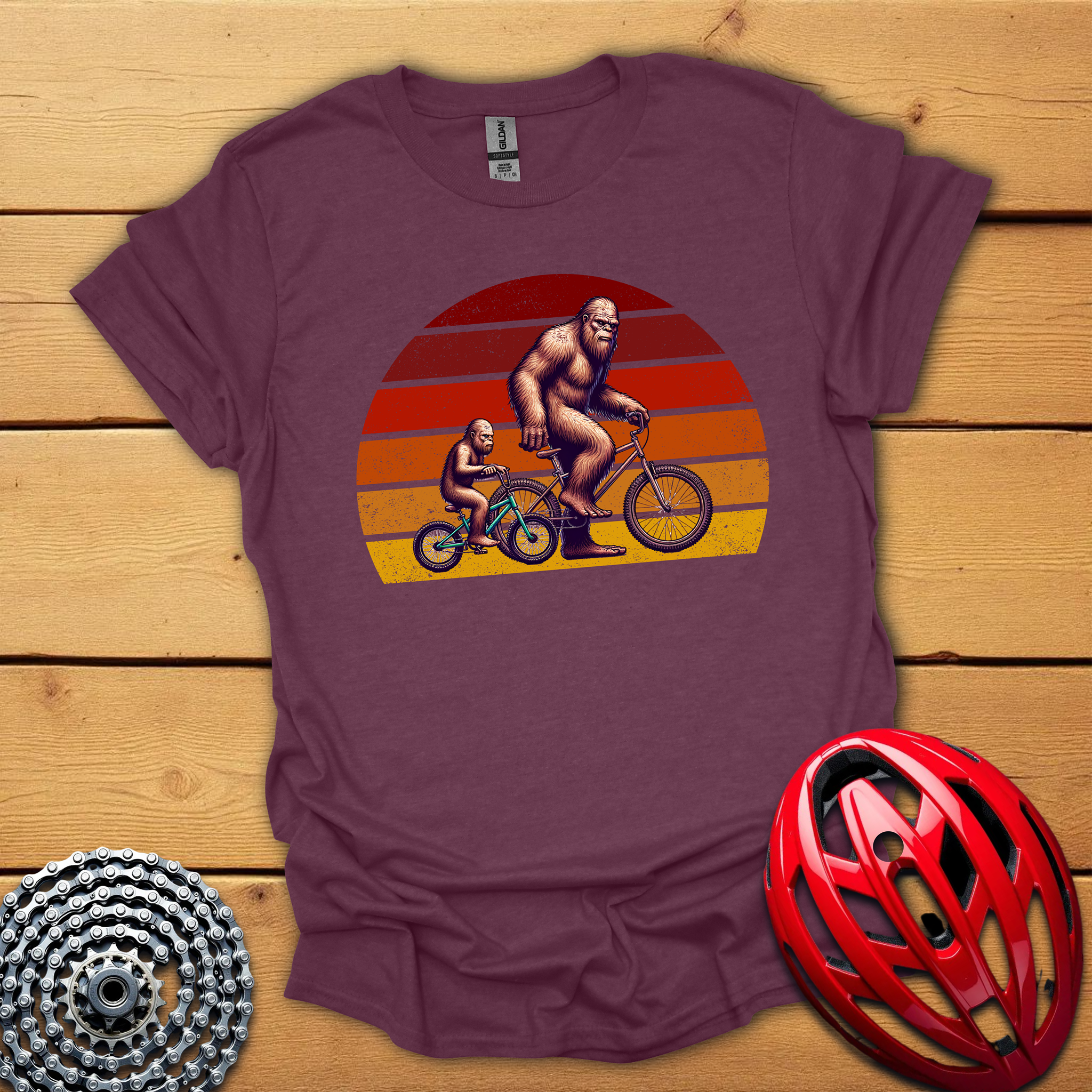 Bigfoot and son cycling Father's Day T-Shirt