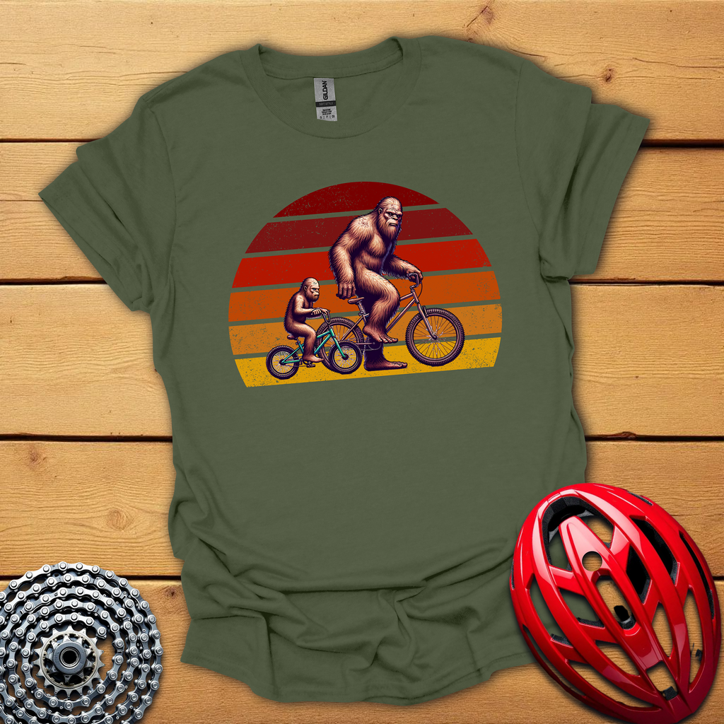 Bigfoot and son cycling Father's Day T-Shirt