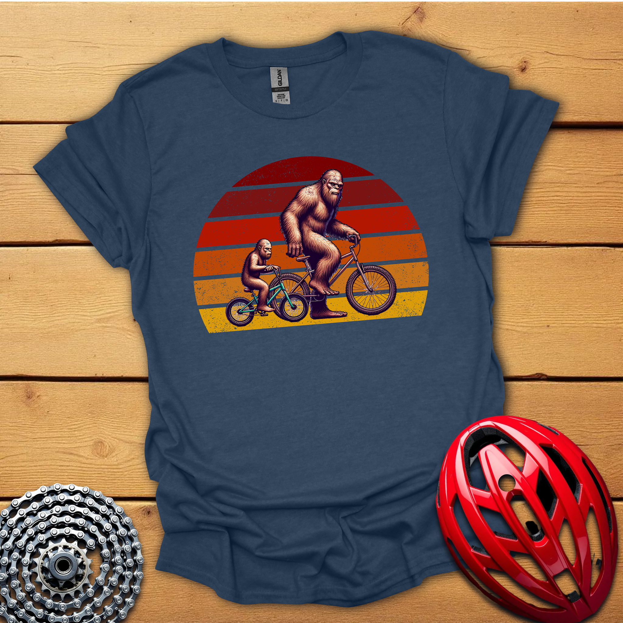 Bigfoot and son cycling Father's Day T-Shirt
