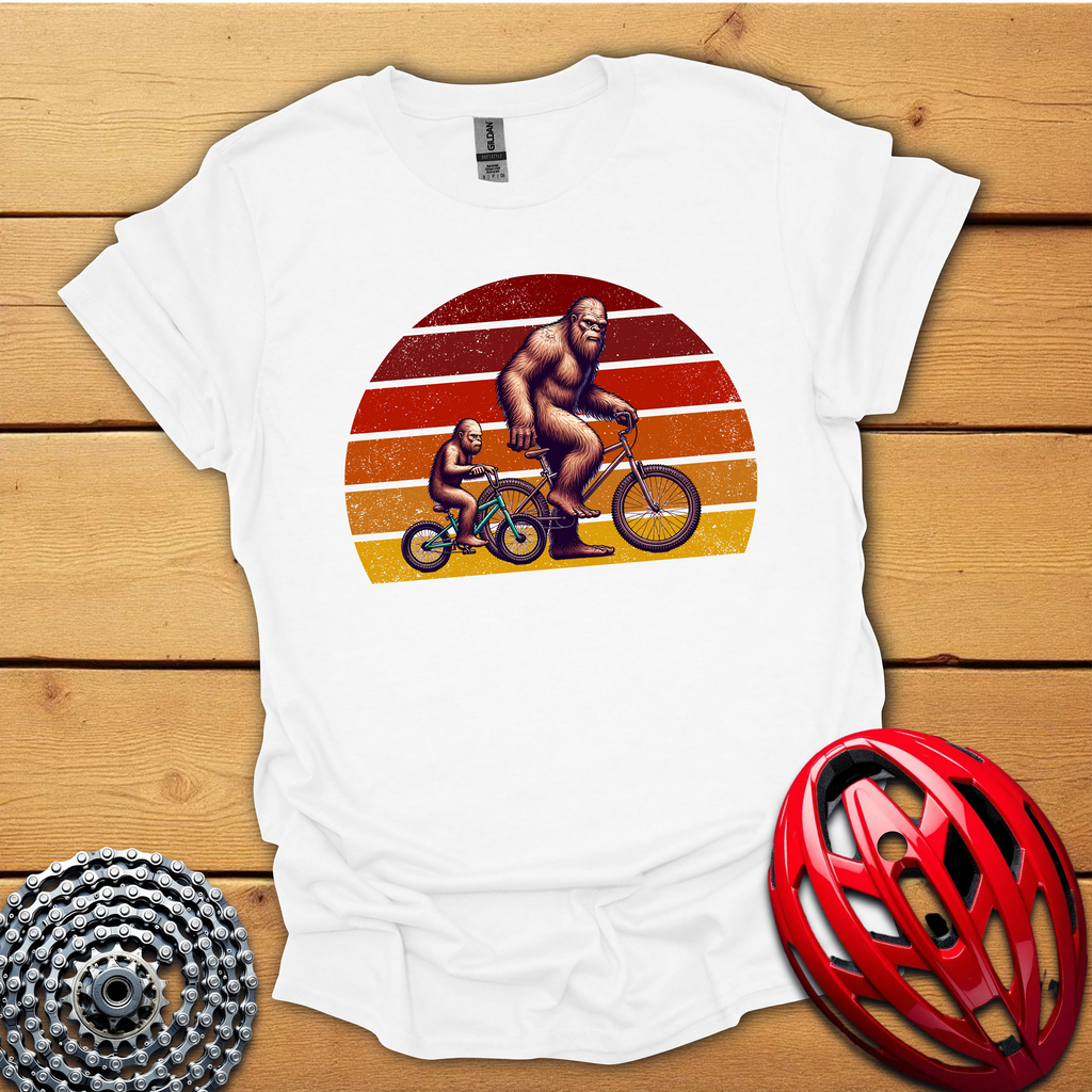 Bigfoot and son cycling Father's Day T-Shirt