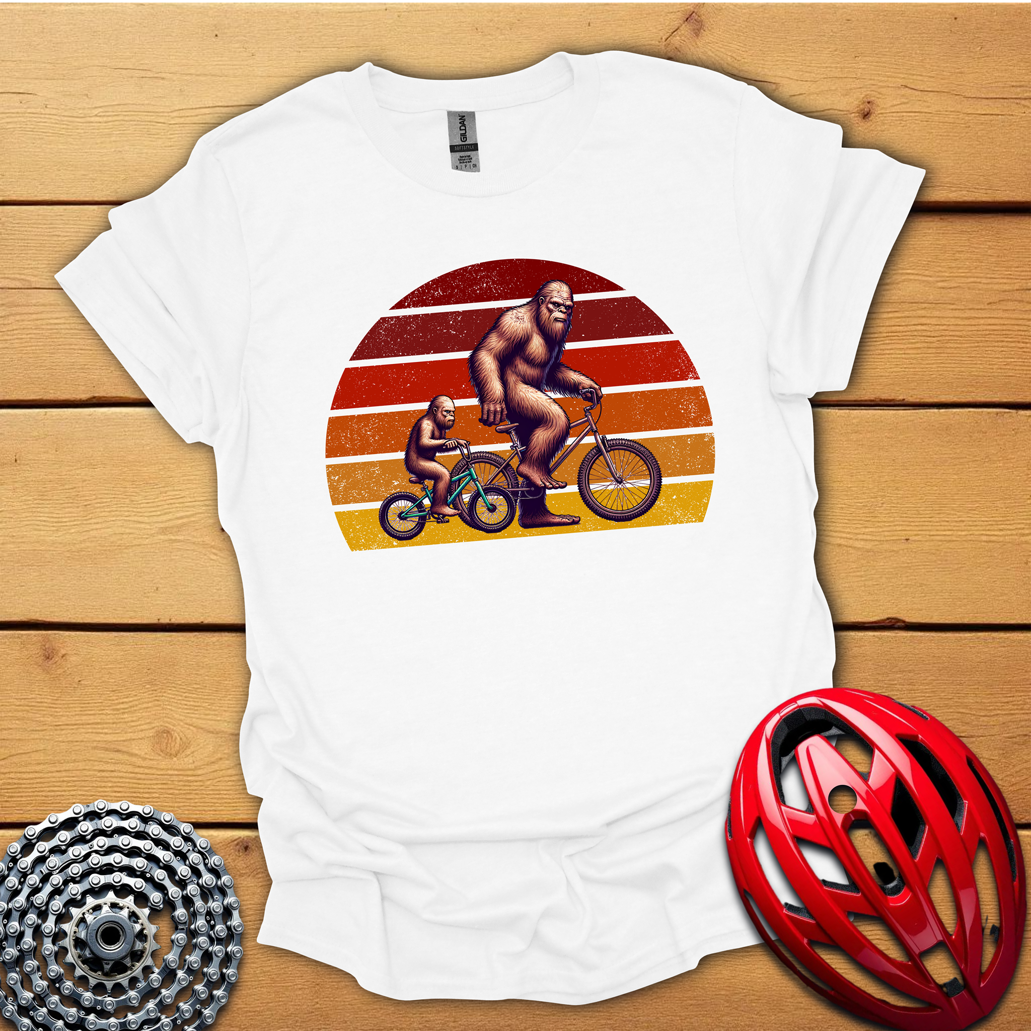 Bigfoot and son cycling Father's Day T-Shirt