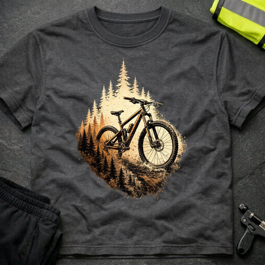 Bike emerging from forest T-Shirt