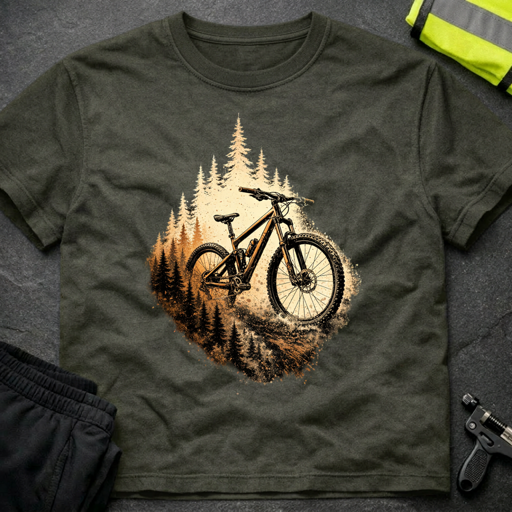 Bike emerging from forest T-Shirt
