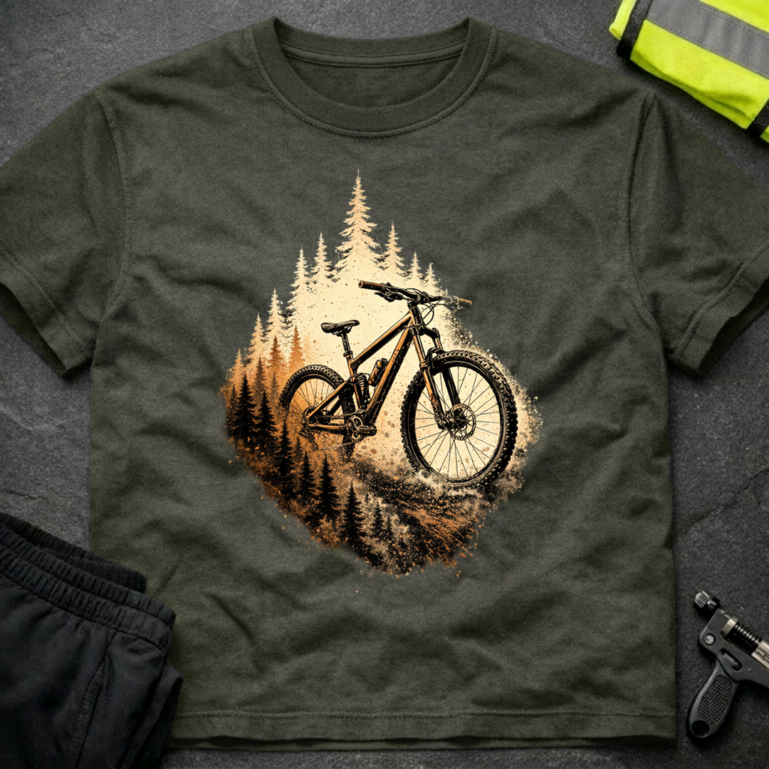 Bike emerging from forest T-Shirt
