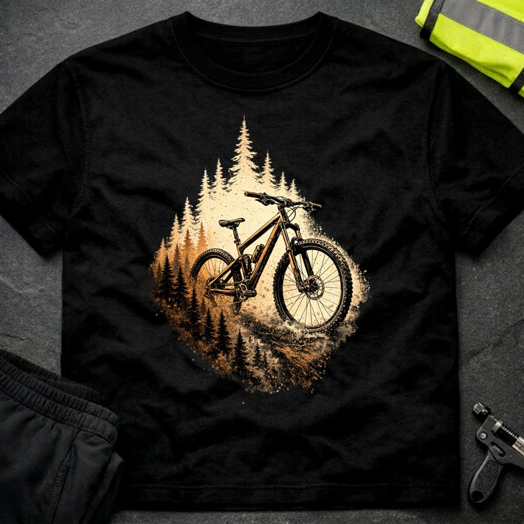 Bike emerging from forest T-Shirt