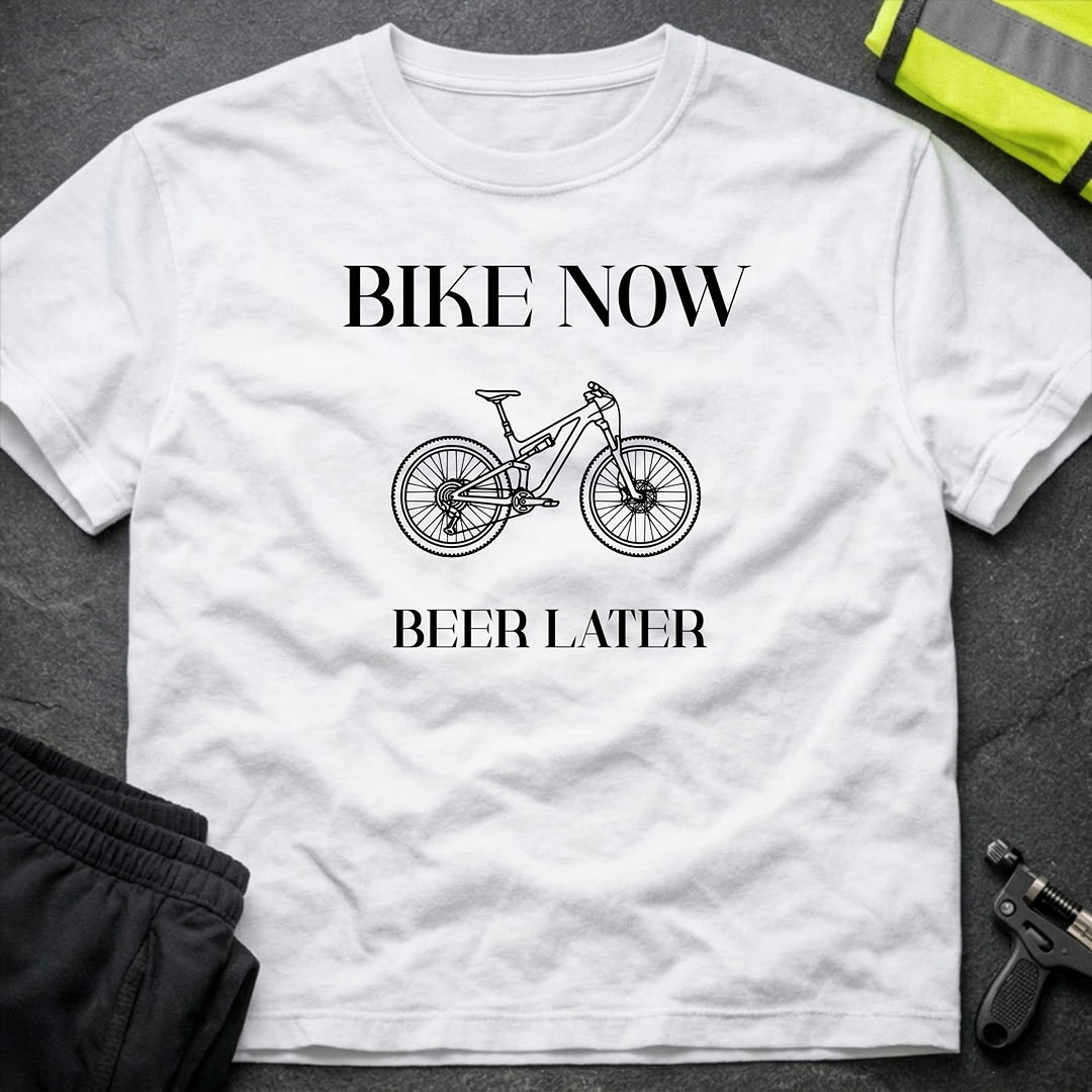 Bike now Beer later T-Shirt