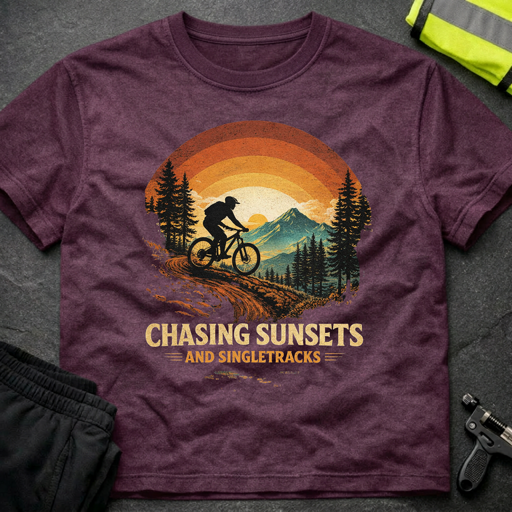 Chasing sunsets and singletracks T-Shirt