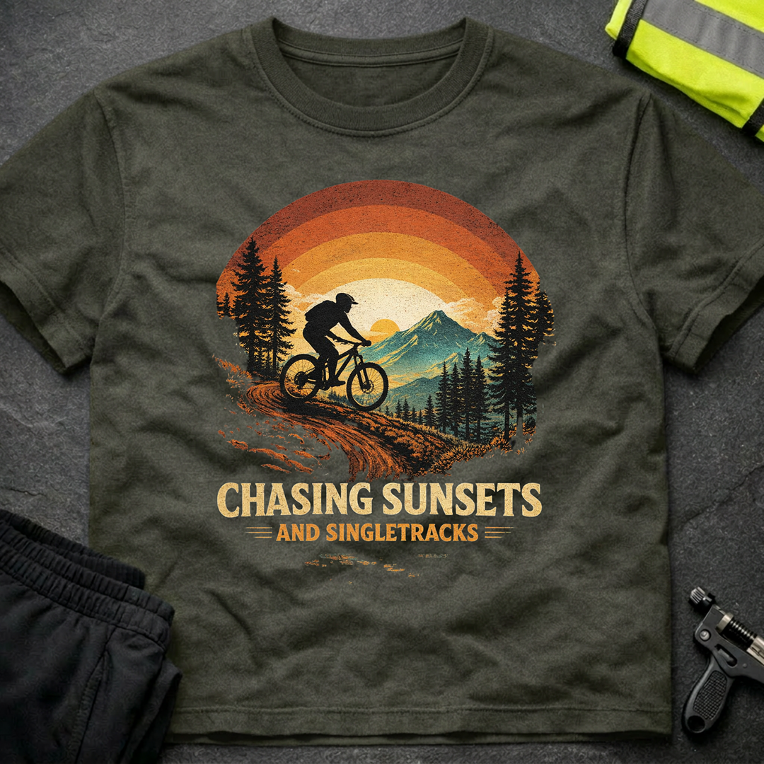 Chasing sunsets and singletracks T-Shirt