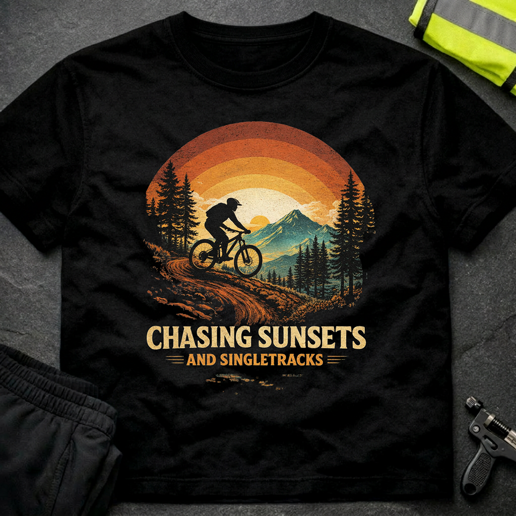Chasing sunsets and singletracks T-Shirt
