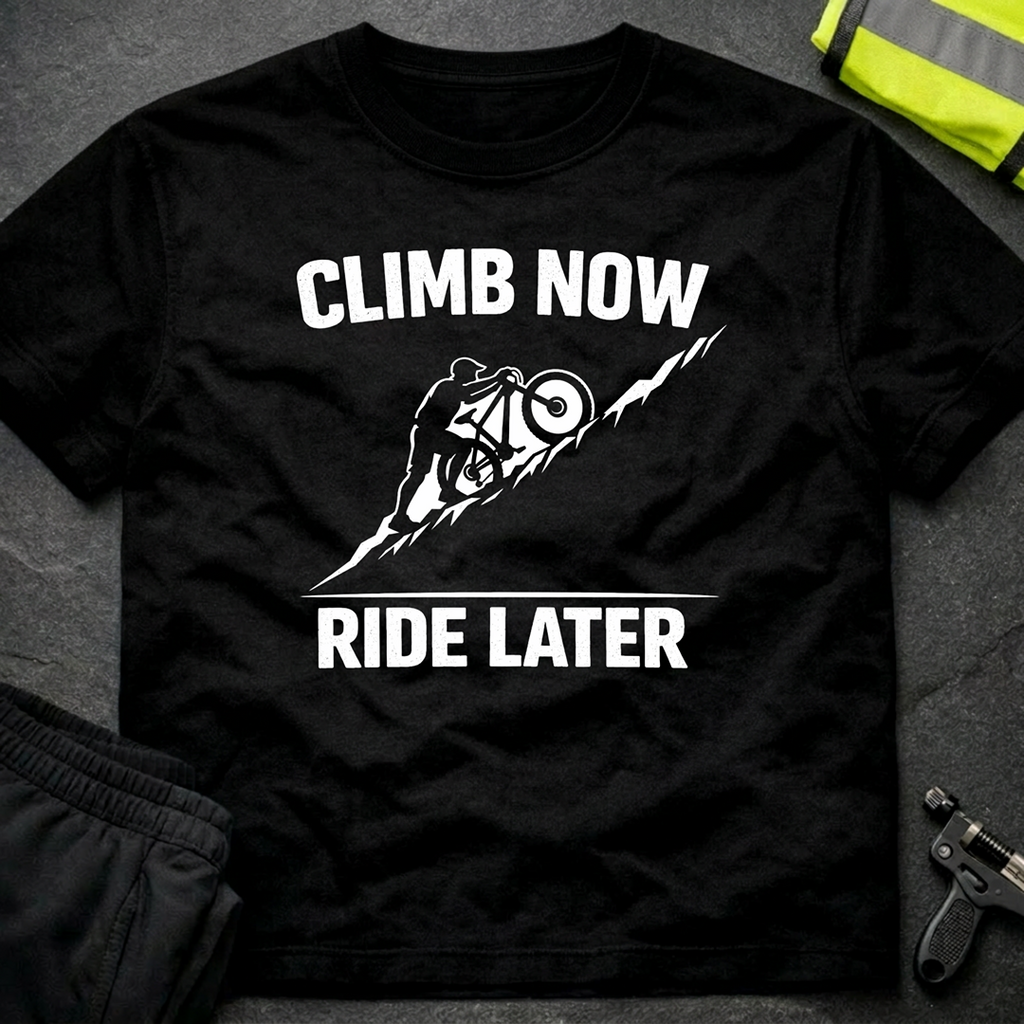 Climb now Ride later T-Shirt