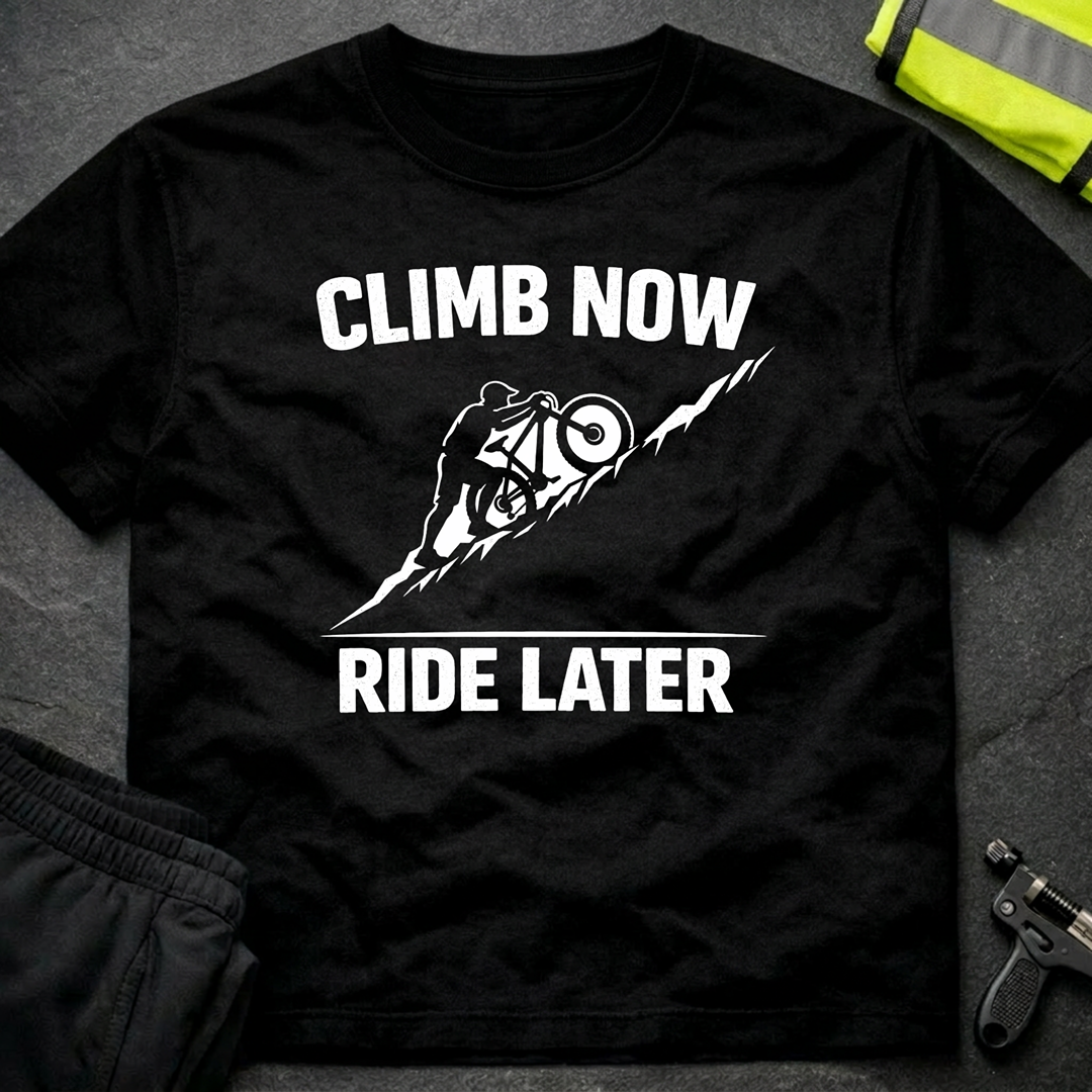 Climb now Ride later T-Shirt