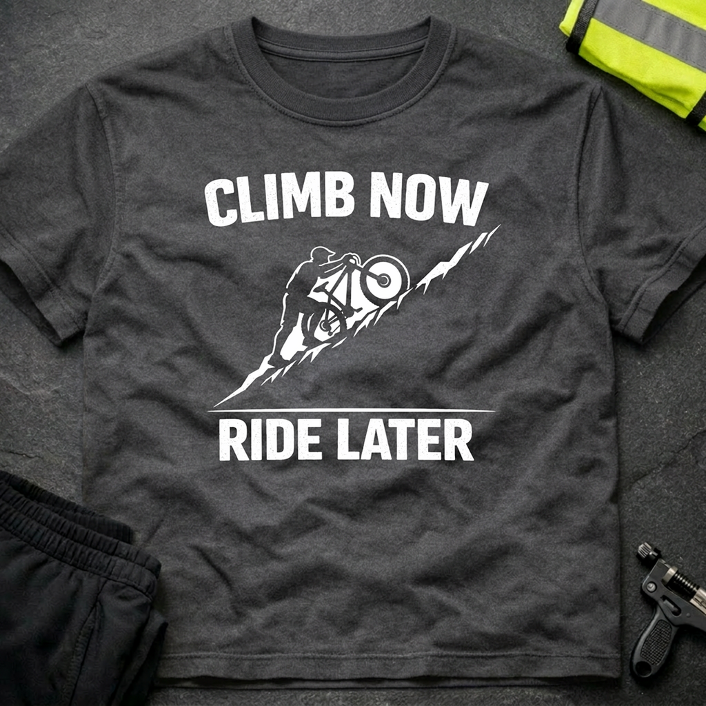 Climb now Ride later T-Shirt