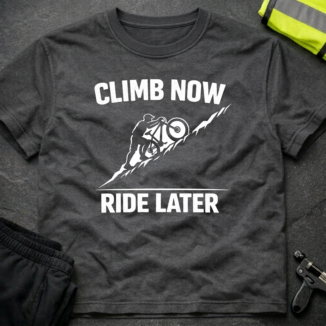 Climb now Ride later T-Shirt