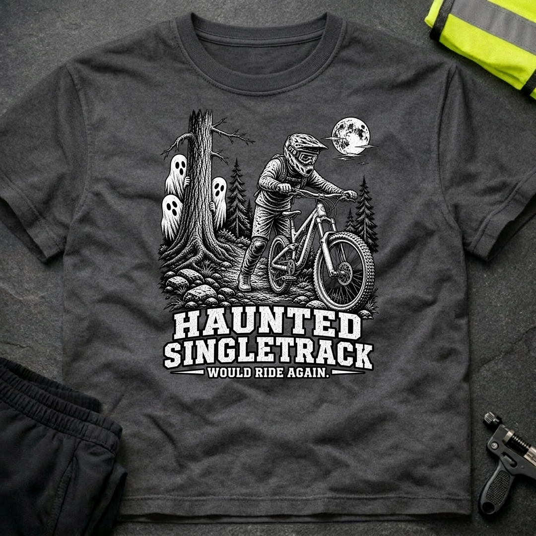 Haunted Singletrack bw Halloween T-Shirt