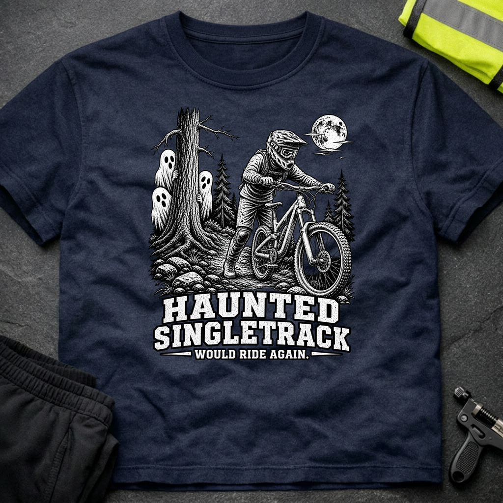 Haunted Singletrack bw Halloween T-Shirt