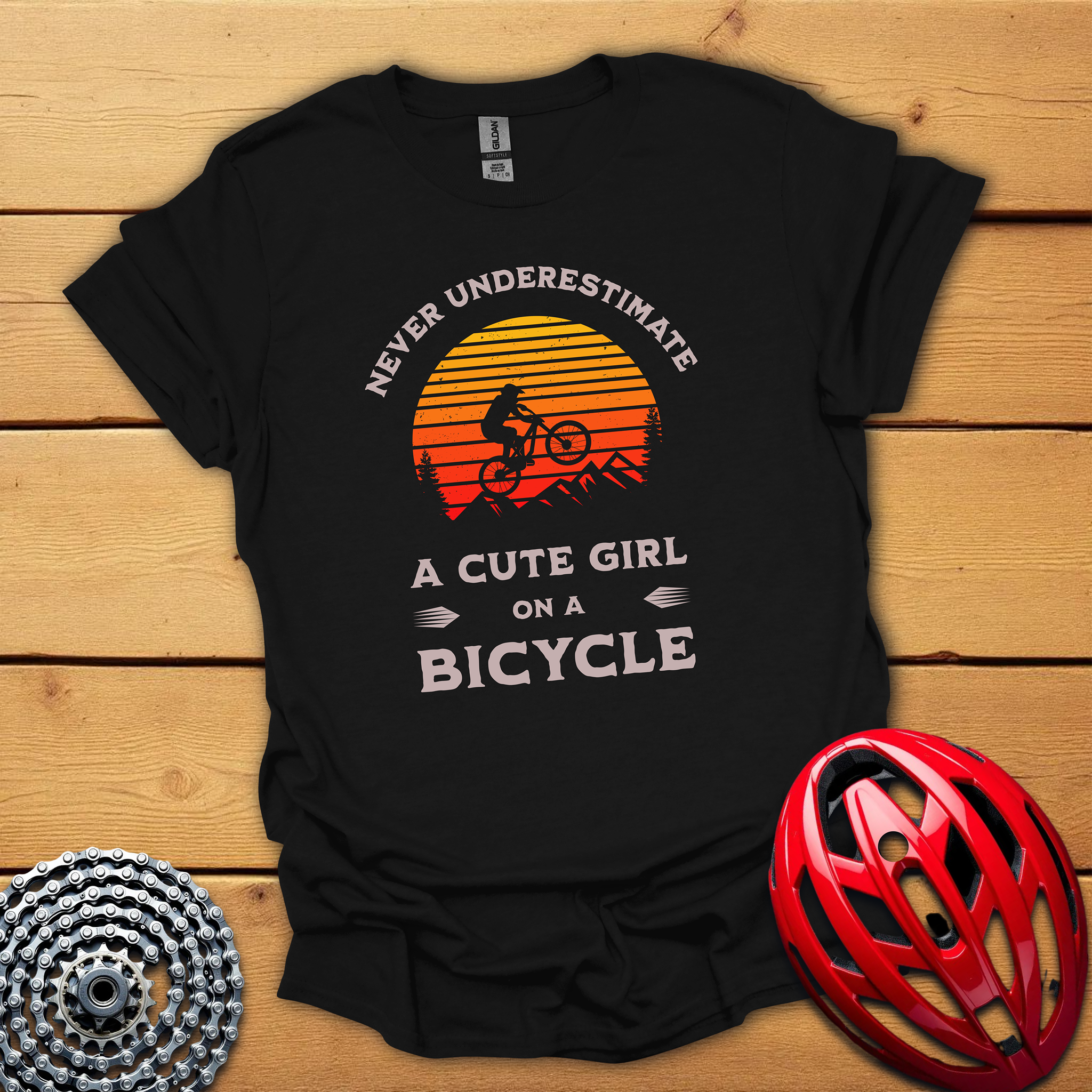 Never underestimate a cute girl on a bicycle T-Shirt
