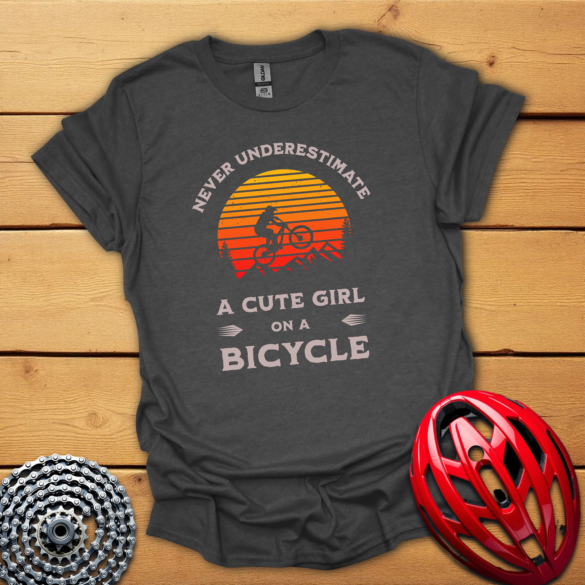 Never underestimate a cute girl on a bicycle T-Shirt
