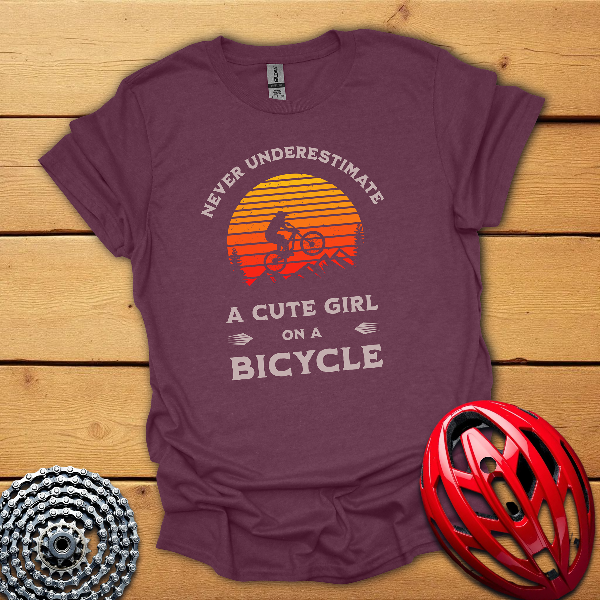 Never underestimate a cute girl on a bicycle T-Shirt