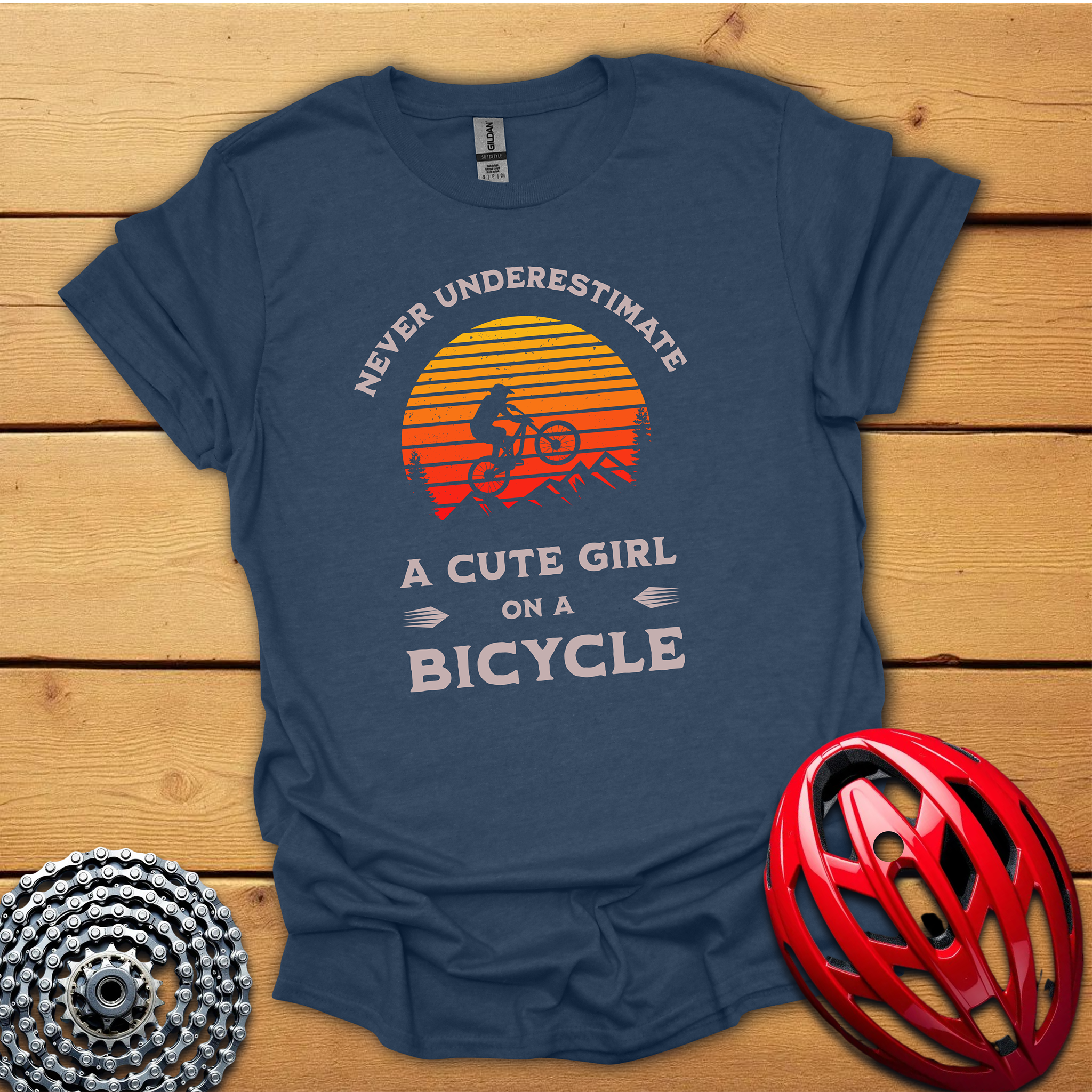 Never underestimate a cute girl on a bicycle T-Shirt