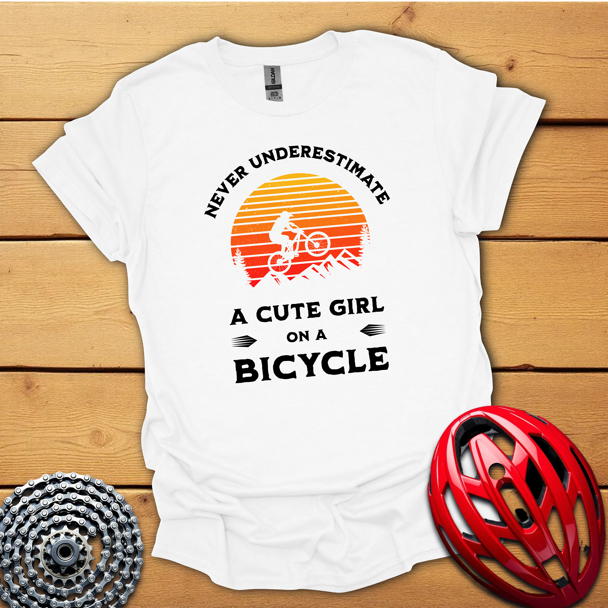 Never underestimate a cute girl on a bicycle T-Shirt
