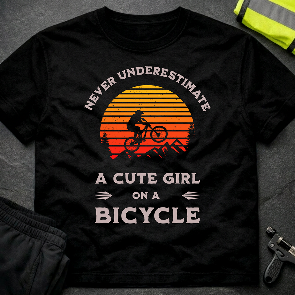Never underestimate a cute girl on a bicycle T-Shirt