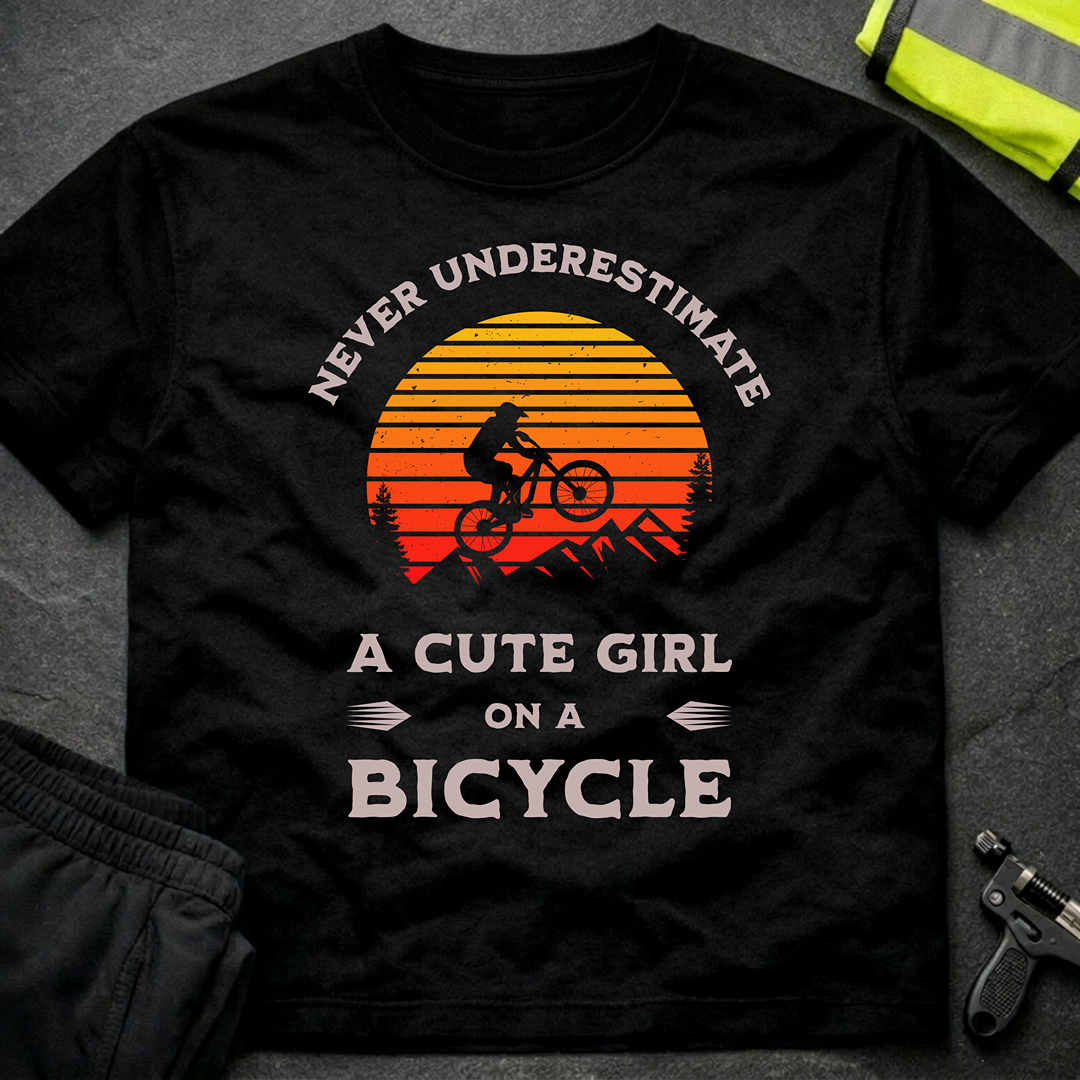 Never underestimate a cute girl on a bicycle T-Shirt