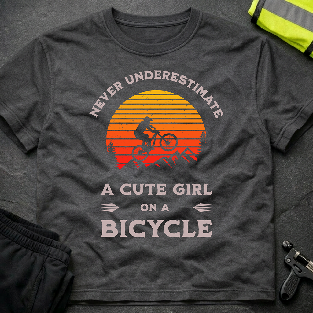 Never underestimate a cute girl on a bicycle T-Shirt