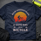 Never underestimate a cute girl on a bicycle T-Shirt