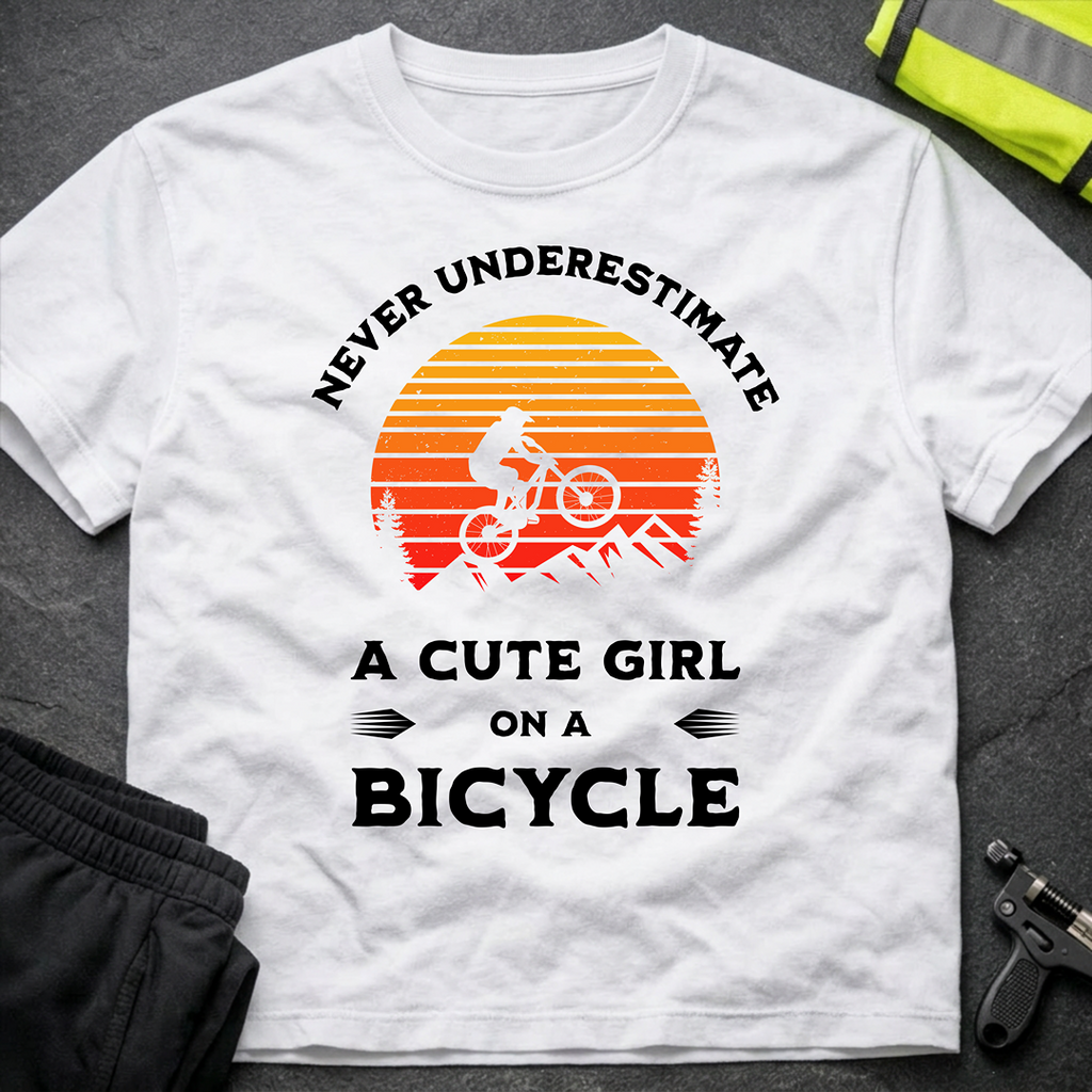 Never underestimate a cute girl on a bicycle T-Shirt