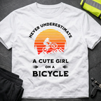 Never underestimate a cute girl on a bicycle T-Shirt