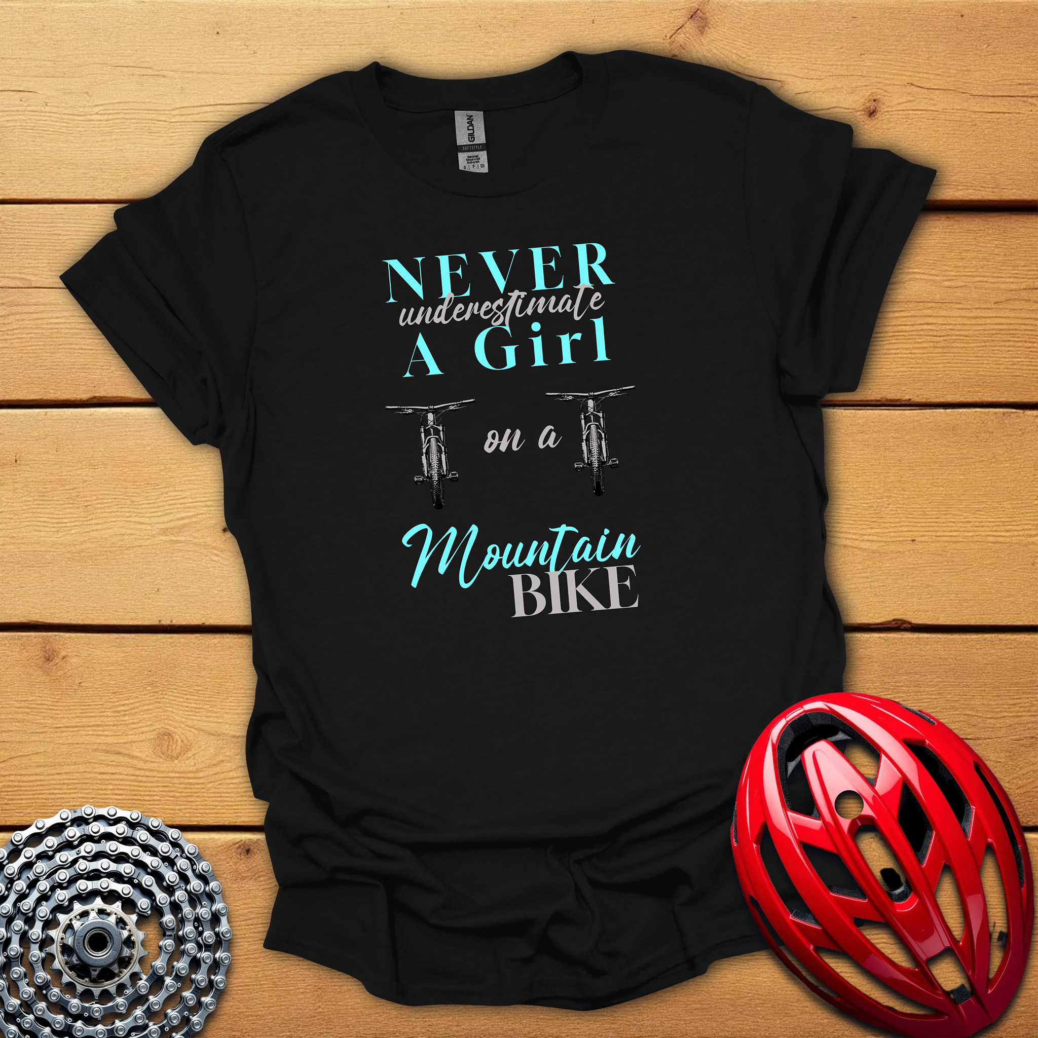 Never underestimate a girl on a mountain bike T-Shirt