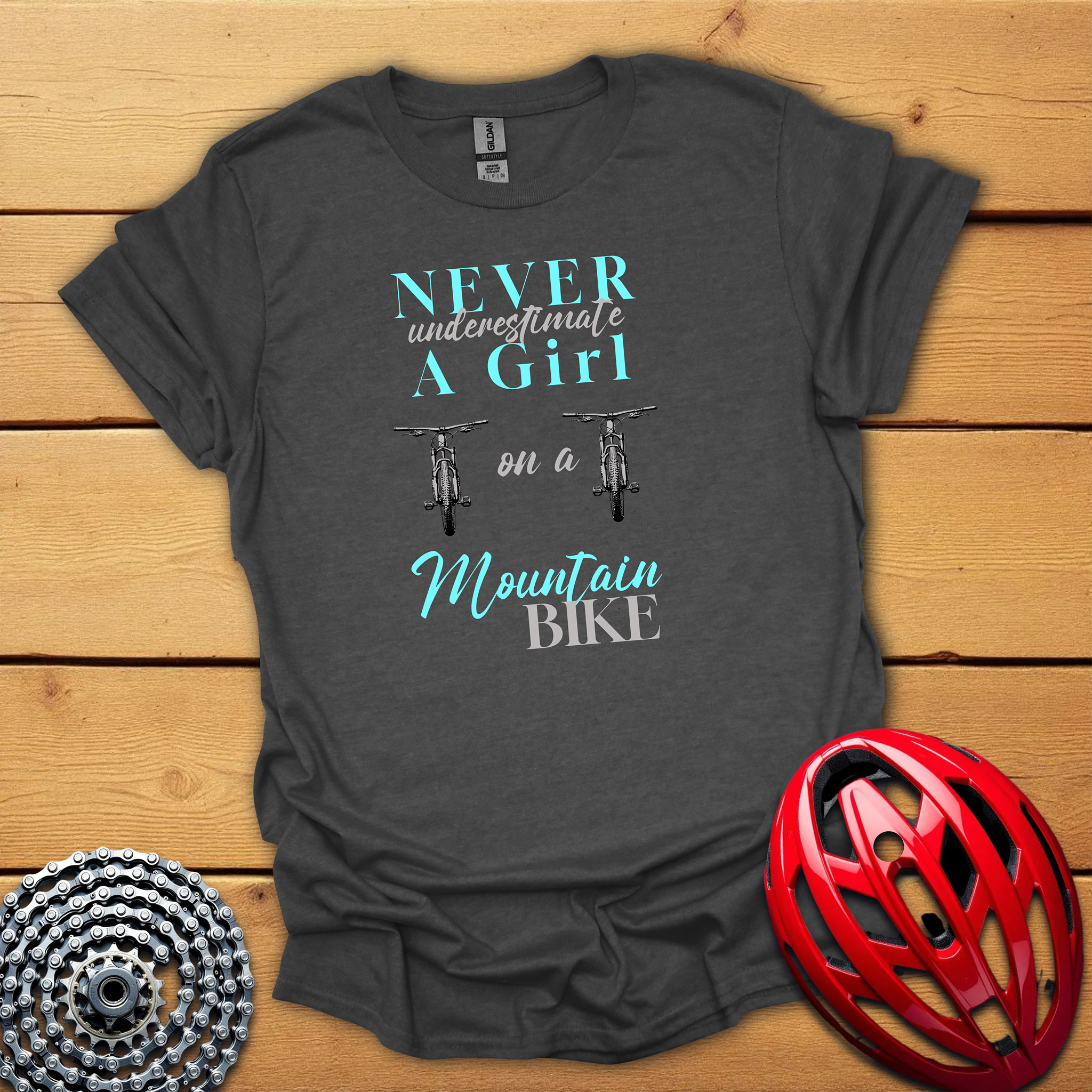 Never underestimate a girl on a mountain bike T-Shirt