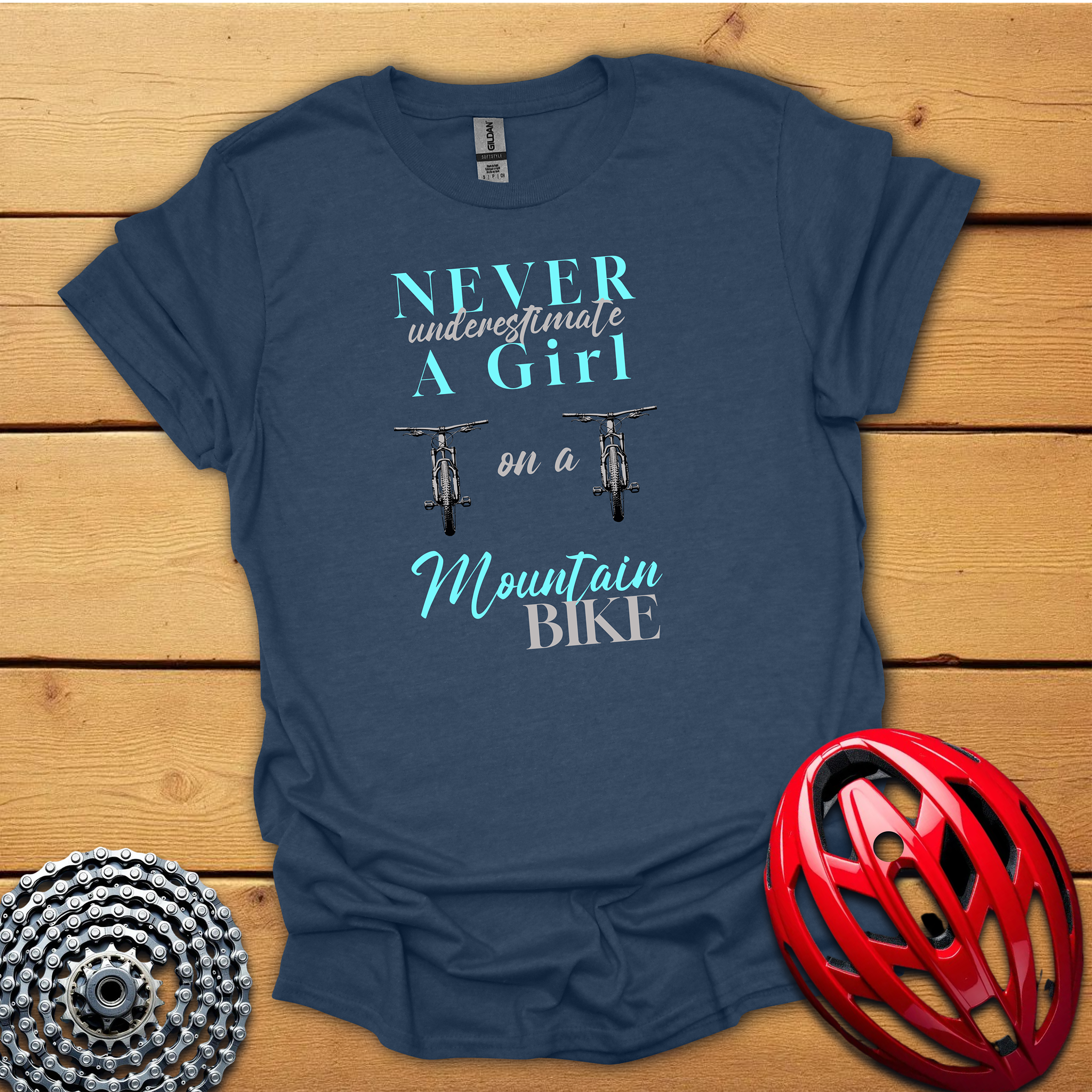 Never underestimate a girl on a mountain bike T-Shirt