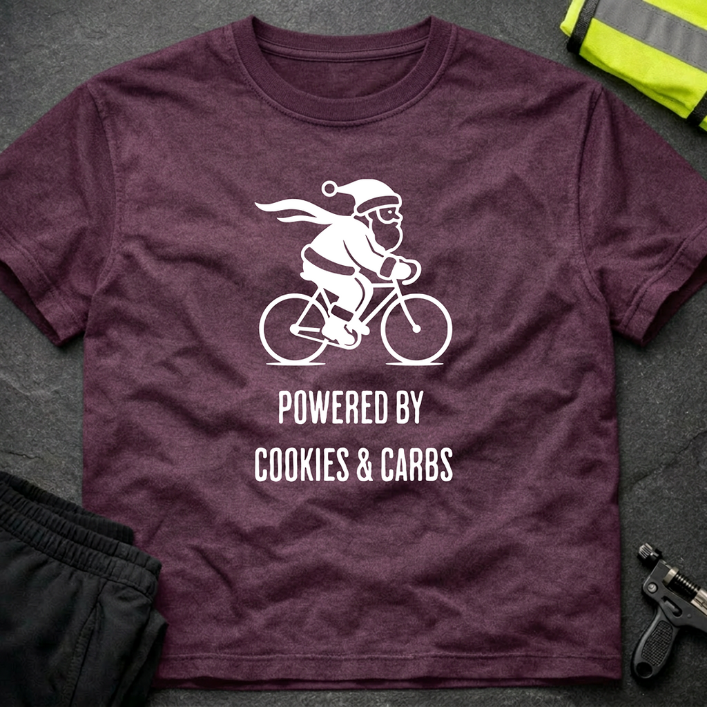 Powered by cookies & carbs Christmas cycling T-Shirt