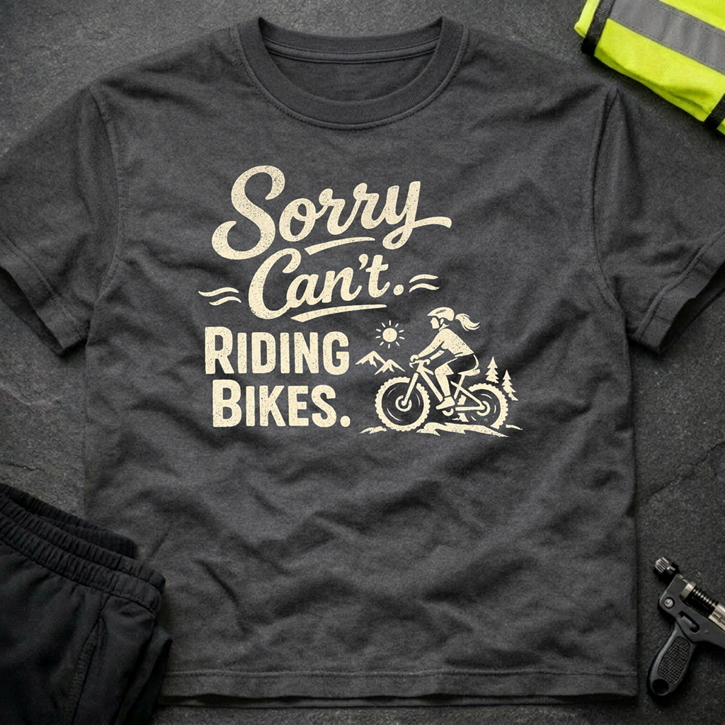 Sorry can't. Riding bikes T-Shirt