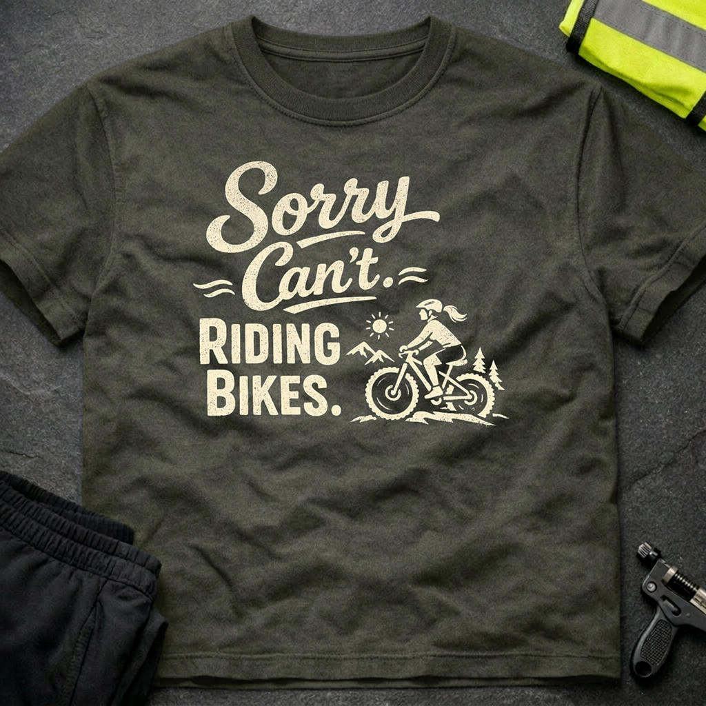 Sorry can't. Riding bikes T-Shirt